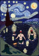 Starry Night Birthday Card - Open Water swimming created by suzcreate