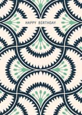 Pretty Birthday Card - For Her - Retro Modern Floral Pattern created by Taya Cosgrove