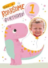 Personalised Birthday Photo Card created by Hollie McManus Illustration - Cute Birthday Photo Card - Dinosaur Pun - 1 Today!