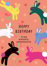 Cute Birthday Card - Colourful Bunnies - Wonderful Granddaughter created by Paper Heart Designs