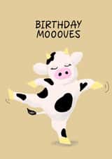 Cute Birthday Card - Birthday Moves - Dancing Cow created by ellavation studio