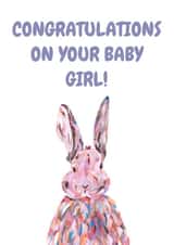 Cute new baby girl card for friends/ family - cute bunny - congratulations created by Alicia Foulds