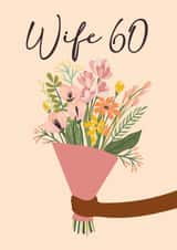 Pretty Birthday Card - 60th - for Wife created by Quinton cards