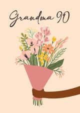 Pretty Birthday Card - 90th - for Grandma created by Quinton cards