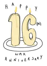 Cute Anniversary Card - 16th Wax Candle - Hand Drawn created by Amelia Paveley