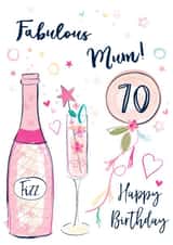 Pretty Birthday Card - for Mum - Pink Fizz - 70th created by Katie Phythian Design