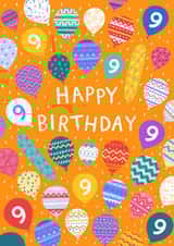 Pretty Birthday Card - 9 Today - Patterned Balloons created by Pear Tree Press