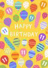 Pretty Birthday Card - 11 Today - Patterned Balloons created by Pear Tree Press