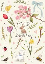 Pretty Birthday Card - For Her - Spring Illustrations created by Love Lucy Illustration