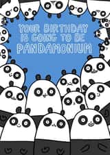 Cute Birthday Card - Pandamonium - Panda created by Richard Eades