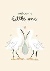 Cute New Baby Card - Welcome Little One - Stork Birds created by Abbie Imagine