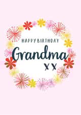 Pretty Birthday Card - for Grandma - Ring of Flowers created by Claire Giles