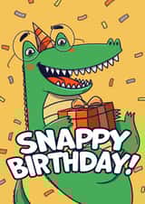 Cute Colourful Happy Birthday Card - Crocodiles and Reptiles - Snappy Birthday created by Easel & Bear