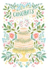 Pretty Wedding Card - Congrats - Floral Cake Illustration created by Life’s Peachey by Lauren Faye Peachey