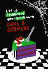 Goth Birthday Card - For Friend - Cake & Cobwebs created by The Playful Indian
