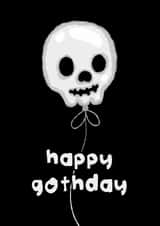 Cute Birthday Card – Skull Balloon - Goth Skull Balloon created by The Playful Indian