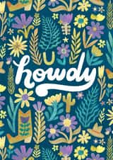 Pretty Thinking of You Card - Flowers, Western Pattern - Howdy created by Kay Wolfersperger