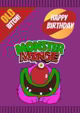 Funny birthday card for the crisp lover in your life - Monster Minge created by The Hillmo's