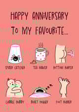 Funny Illustrated Anniversary Card for Boyfriend or Girlfriend created by Bea & Bob