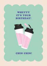 Fun Whey Protein Birthday Card - Gym Lover - Chin Chin created by Pig + Plums