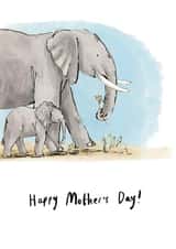 Cute Mother's Day Card - Elephants - Watercolour created by Becca Hall illustration