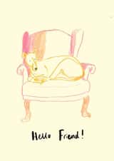Cute Friendship Card - Greyhound - Hello Friend! created by Becca Hall illustration