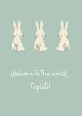 Cute New Baby Card - For Triplets - Little Bunny Rabbits created by Rainbow Snow Designs