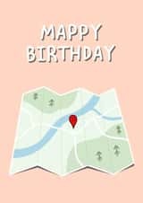 Cute birthday card - unique map themed birthday card for friends and family. created by That Little Map Shop