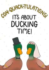 Funny Wedding Card - Ducks - Con-quack-tulations! created by Doris Dishcloth