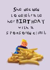 Funny birthday card for a food loving friend - chip mountain. created by CHARLOTTE WEBB UK