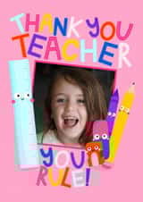 Personalised Thank You Photo Card created by Ludicrous Prints - Cute Thank You Photo Card - For Teacher - You Rule