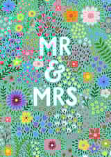 Pretty Wedding Card - Floral - Mr and Mrs created by Pear Tree Press