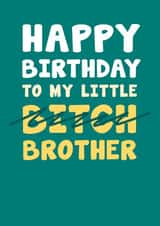 Funny Birthday Card - For Brother - Little Bitch created by Card and Cake