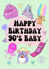 Happy Birthday 90s Kid Millenial Nostalgia Y2K Card created by Helen Leppert Designs
