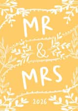 Mr & Mrs Pretty Botanical Wedding or Anniversary card created by patternmuse