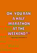 Cheeky congratulations card for half marathon runner created by Zoe Morrall