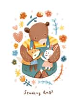 Cute Thinking of You/Sympathy Card - Sending Hugs - Woodland Animals created by Miss NoProblem