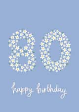 Pretty 80th Birthday Card - Daisies – Floral created by Fliss Muir