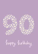 Pretty 90th Birthday Card - Daisies – Floral created by Fliss Muir