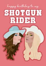 Fun Birthday Card - Beyonce and Miley Cyrus - Shotgun Rider - Cowboy Carter created by Greetings from Grieve