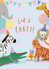 Cute Birthday Card - For Kids - Party Animals created by Martha Ratcliff Illustration