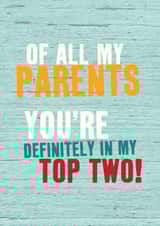 Funny Card - For Mum or Dad - Top Two Parents created by Brainbox Candy