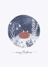 Cute Merry Christmas card for partner, family or friends - Dreaming Fox created by Borilo Art