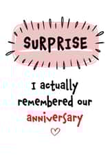 Funny Anniversary Card - Surprise - I Actually Remembered Our Anniversary created by Fiona Williams Designs