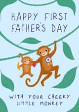 Cute First Father’s Day Card - Cheeky Little Monkey - to Daddy from Baby created by Painted Parasol Studio