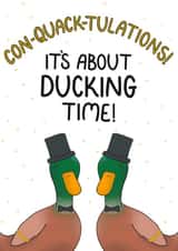 Funny Wedding Card - Duck Puns - LGBTQIA+ - Con-quack-tulations! created by Doris Dishcloth