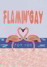 Cute Anniversary Card - Flamingo - Flamin’gay Risograph Style created by Giverly
