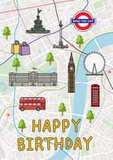 Fun Birthday Card - For Him - Central London Map created by That Little Map Shop