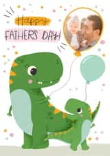 Personalised Father's Day Photo Card created by Hollie McManus Illustration - Cute Fathers Day Photo Card - Dinosaur
