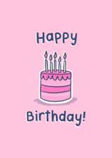 Cute Classic Happy Birthday Card For Her - Traditional, Arty, Pretty Pink Girlie created by Mellow Doodles